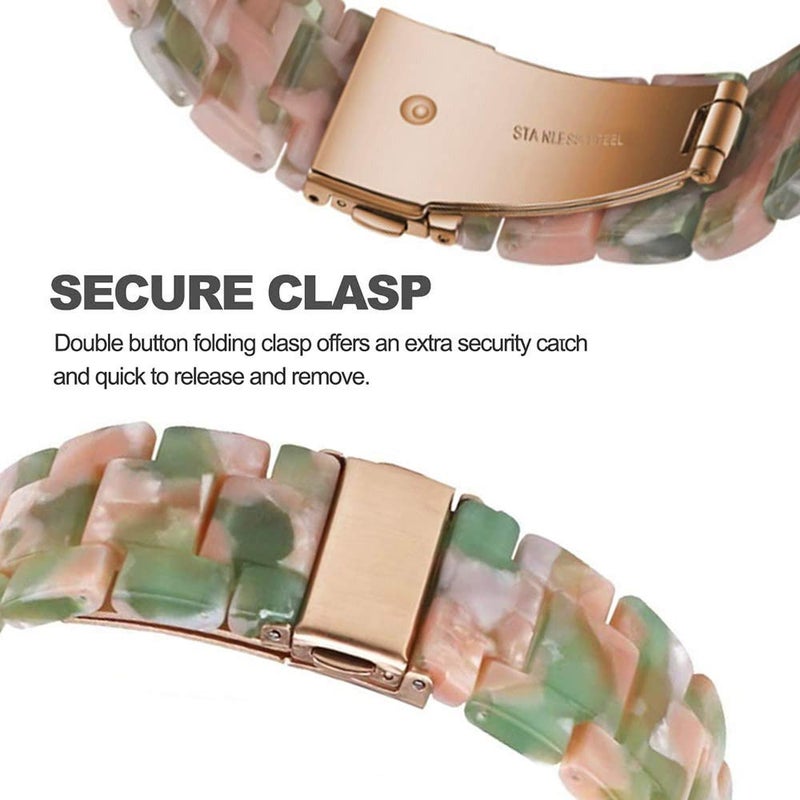 DEALELE Bands Compatible with Samsung Galaxy Watch 7 / FE / 6/6 Classic / 5/5 Pro / 4/4 Classic / 3 41mm / Huawei GT3 42mm, 20mm Colorful Resin Replacement Strap for Women Men (Pink-Green) - Image 3